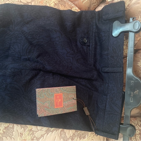 Etro Dark Blue Paisley Dress Pants